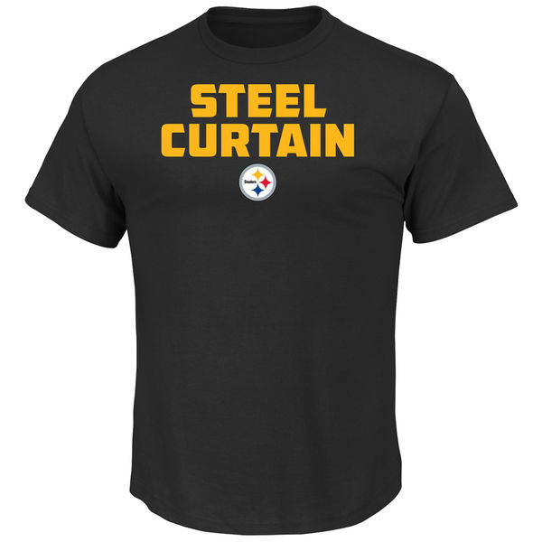 Men NFL Pittsburgh Steelers Majestic Hot Phrase TShirt  Black